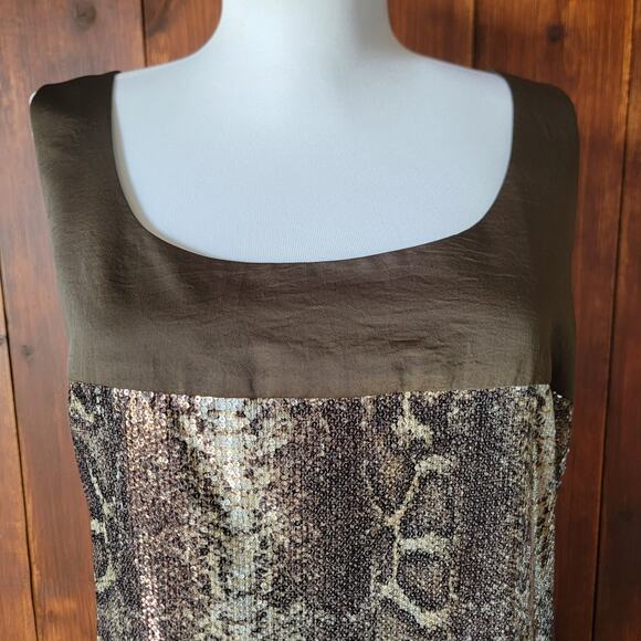 J. Taylor 16 Brown Sequin Snakeskin Sheath Dress Cocktail Party Glam Sparkle ✨ - Picture 1 of 15
